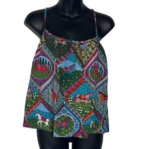 Printfresh Multicolor Horse-Scenic Spaghetti Strap Camisole